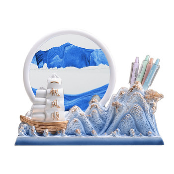 A smooth sailing creative storage pen holder quicksand painting ornaments office desktop decoration housewarming gift