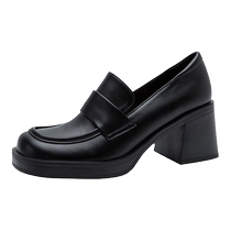 Hong Kong trendy brand shoes for women 2024 spring and autumn new high-heeled thick heel womens shoes single shoes French Hepburn style small leather shoes