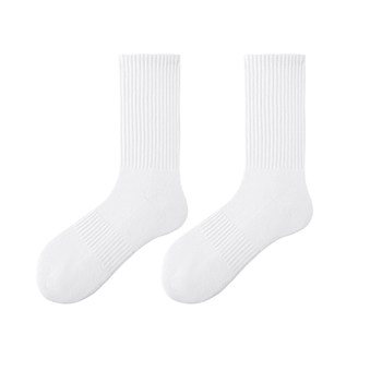 Menxx Pure White Socks Men's Long Socks Thickened Towel Bottom Pure Cotton Mid-Calf Sports Anti-Odor Sweat-Absorbent Autumn and Winter Short Socks