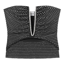 self-portrait 2024 early autumn classic black full diamond galaxy design V-shaped hollow tube top