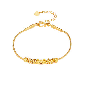 Jiuchou baguette cat entwined bracelet pure gold
