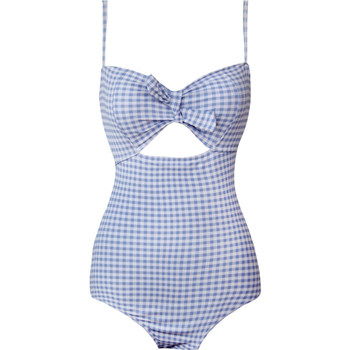 Mimoi ສີຟ້າອ່ອນ plaid swimwear ຍີ່ປຸ່ນງາມ ins pure lust style girl one-piece halterneck swimsuit ແມ່ຍິງແບບ