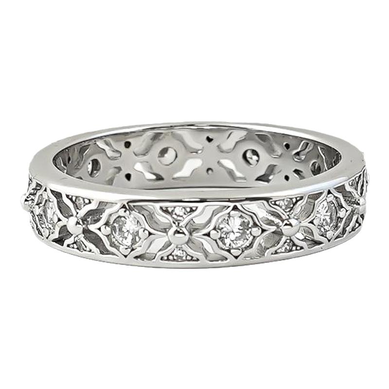 Lace pattern 925 silver vintage palace ring row