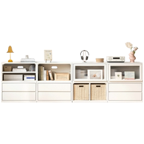 Genji Muyu all solid wood TV cabinet cream style modular cabinet small apartment living room white floor-to-ceiling storage cabinet