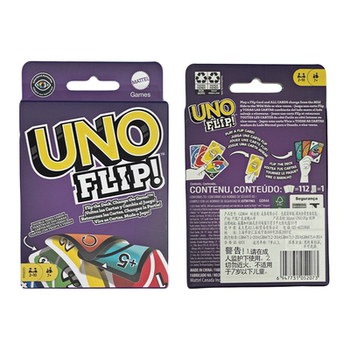 Mattel ຂອງແທ້ uno ມັກຫຼີ້ນບັດ flip ສອງດ້ານ flip ບັດຄວາມສຸກງານລ້ຽງ offline ທີມງານສ້າງກະດານເກມພໍ່ແມ່-ເດັກນ້ອຍ