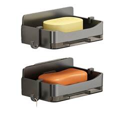Soap Dish, Wall-Mounted, No-Drill, High-End Household Soap Holder, Draining Box, Bathroom Storage Soap Box