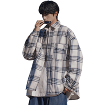 hettinghome freaks beauty spring boarder lovers long sleeve plaid shirt loose men outwear linings