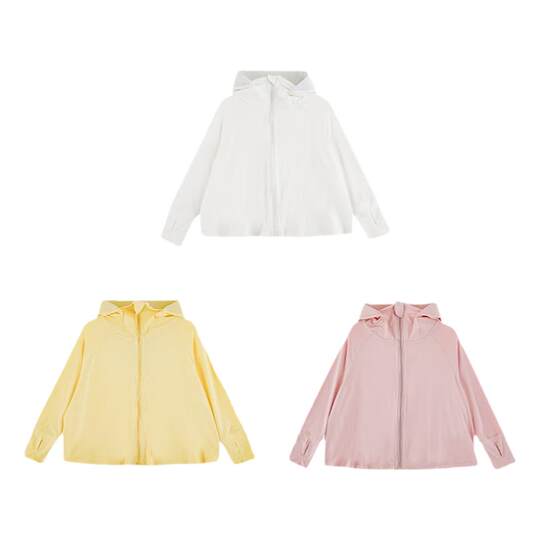 幼悠女童纯色连帽防晒服春夏季洋气可爱轻薄透气加高领口休闲外套