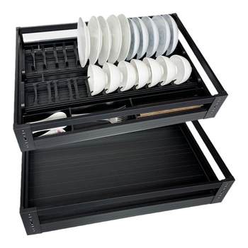Draw basket kitchen cabinet double-layer drawer aluminum alloy laminate basket cabinet storage bowl and dish basket built-in seasoning basket