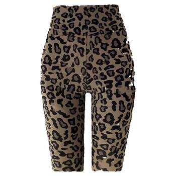 Leopard print ແອວສູງກະທັດຮັດຍືດຍາວເກົ້າຈຸດ
