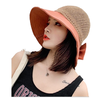 Fashionable bow fisherman hat womens sun hat to cover face hollow thin tide basin hat spring and summer sun protection sun hat