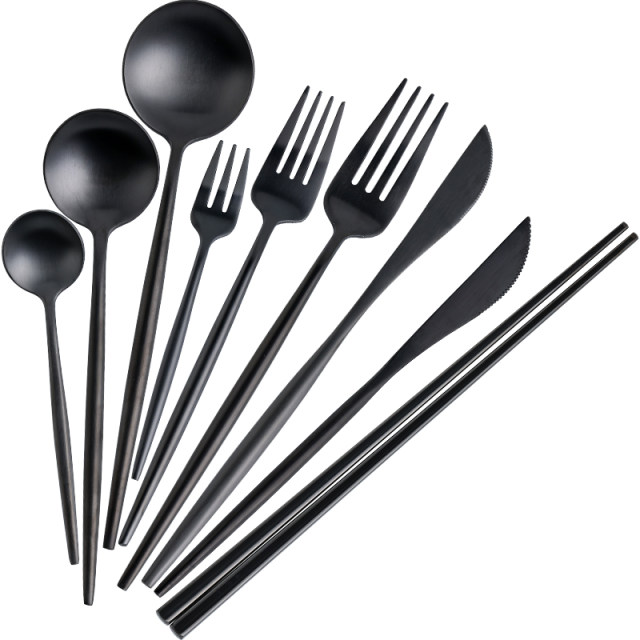 Knife and fork Western Restaurant Miaomian House Stainless Steel Black