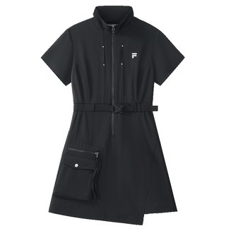 FILA FUSION斐乐潮牌女子梭织连衣裙2025秋季新款休闲凉感工装裙