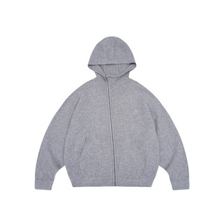 RAPPEYE 高级感百搭宽松慵懒连帽针织开衫上衣重磅斜拉链毛衣外套