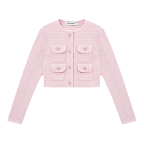 self-portrait 2024 early spring pink small fragrance exquisite round neck long-sleeved top knitted cardigan