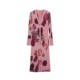 Desigual25 autumn and winter new slim fit printed front slit V-neck long-sleeved pink long dress