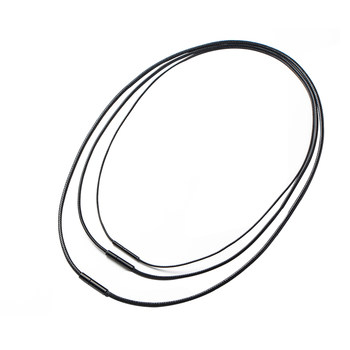 Black concealed buckle necklace rope for men and women, black leather rope