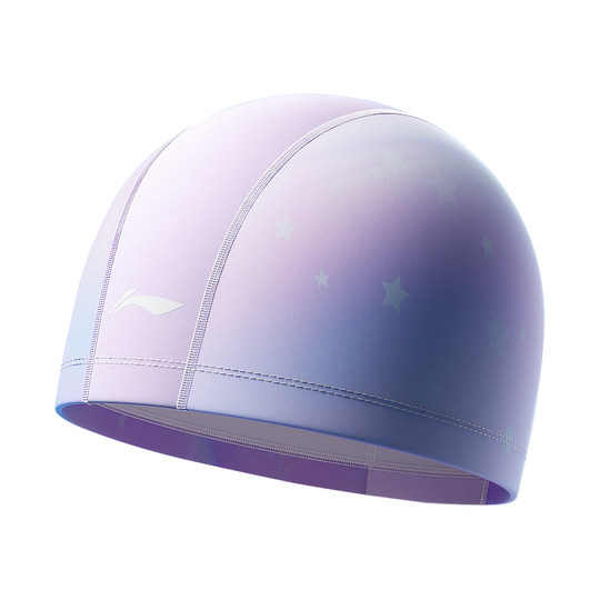 李宁儿童泳帽女童舒适不勒头大童防水布料长发加大PU护耳游泳帽