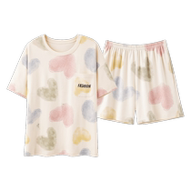 Pure cotton pajamas for women summer 2024 new model with chest pad all-in-one womens summer short-sleeved home clothes set for outer wear