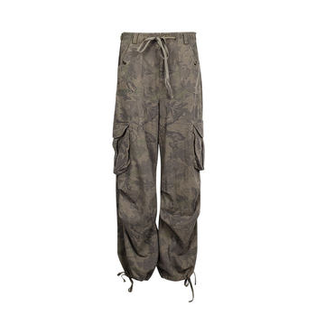 BeerBro American wasteland style hot girl overalls women's high street hiphop hip hop camouflage wide leg pants trendy