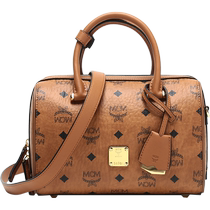 (Self-operated) MCM womens coated canvas with leather portable shoulder crossbody bag Boston bag MWBAASE02