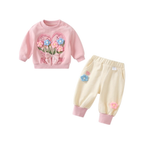 凡猎女童套装春装儿童洋气时髦衣服婴儿宝宝卫衣裤子两件套春秋季