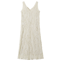 SUSHE French artistic lines hazy V-neck hand-knotted rope buckle camisole dress for women summer