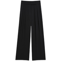 Black wide-leg pants for women with pear-shaped body autumn large size loose casual pants for fat girls drapey Velcro suit pants