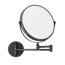 Hole-free makeup mirror bathroom wall hanging hotel black beauty mirror telescopic folding double-sided mirror bathroom magnifying mirror