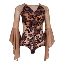 Dambao Roo Interdance Dance Suit Fashion Floating Sleeves Expats Slim One-piece Clothes 2024 Spring Autumn Waltz Womens Dress Dancing Clothes