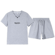 Pure cotton short-sleeved shorts suit for women 2024 new summer fashionable and stylish running gray casual sports two-piece set