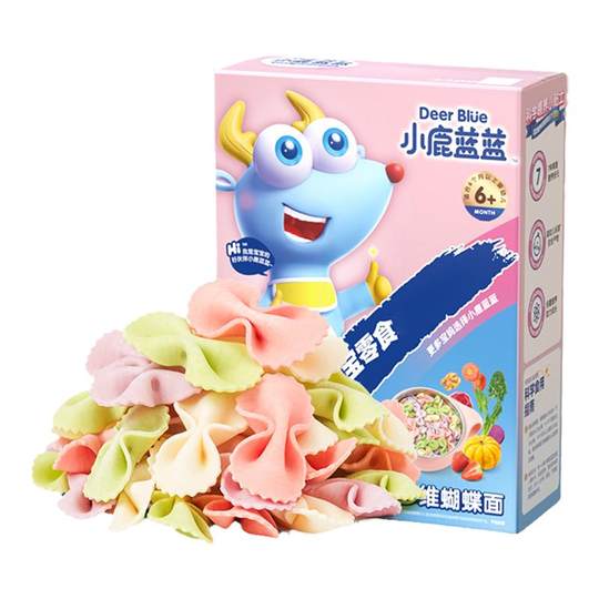 小鹿蓝蓝有机蝴蝶面量贩720g婴幼儿宝宝辅食果蔬彩虹造型面条早餐
