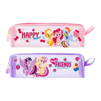 Iigen yizheng student stationery genuine little pony baoli large capacity mesh pencil bag junior high-size double-layer transparent mesh bag children's stationery bag primary school girls high-precision storage bag
