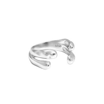 S925 sterling silver frosted double layer open ring for women