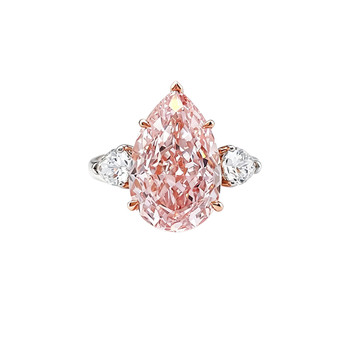 Mandino pink cultured diamond pear-shaped diamond ring