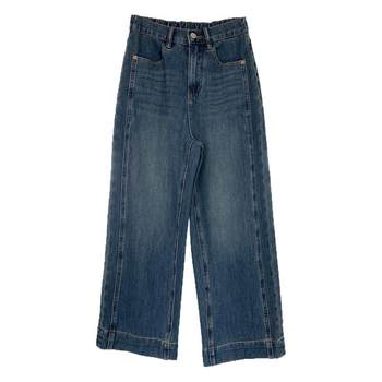 Women's autumn stand-up patchwork four-way stretch jeans