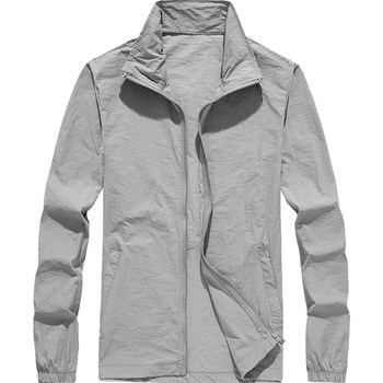 Sunscreen skin clothes, summer men's stand collar, thin and breathable