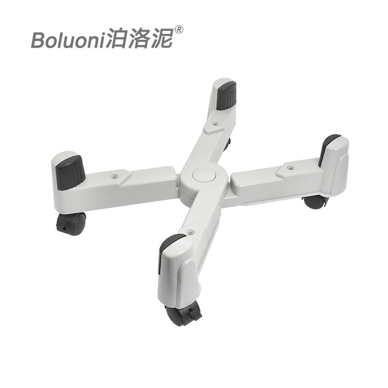 X-type computer host rack 5-wheel wide plastic base chassis bracket adjustable skateboard ABS moving pulley