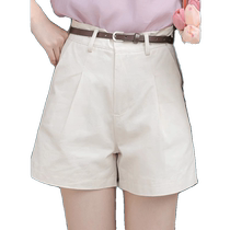 White shorts for women in summer thin high-waisted straight-leg loose wide-leg mid-length pants for small people casual and versatile five-quarter pants
