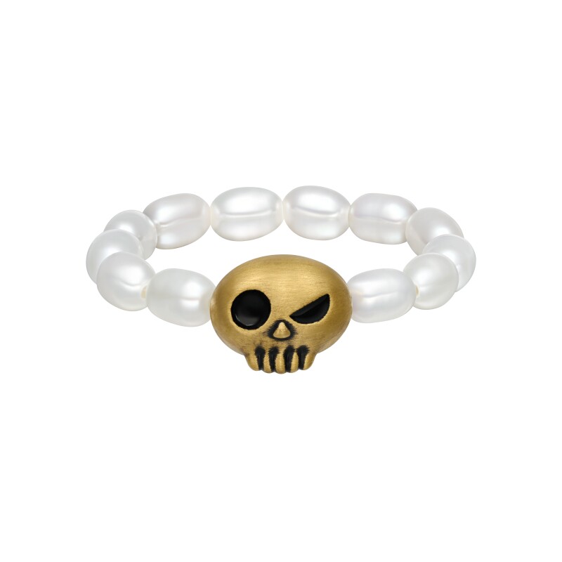 MONOLOGUE Monologue The Powerpuff Girls Skull Gold Pearl Ring Birthday Gift