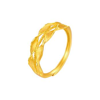 Zhou taisheng gold ring women's golden wheat wave ring live ring birthday gift for girls