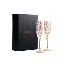 (Self-operated) Aderia Japanese Ishizuka Glass with Gold Painted Cherry Blossom Pair of Goblets and Red Wine Glasses Gift Box Light Luxury