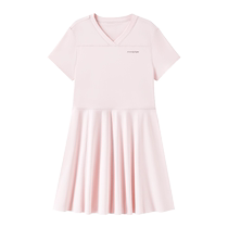 moodytiger girls summer v-neck patchwork dress moisture-wicking breathable sports skirt
