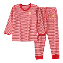 Childrens zodiac year thermal underwear set boys home clothes Year of the Rabbit winter pure cotton red autumn clothes and long trousers Category A