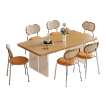 Pashaman solid wood dining table and chair combination small apartment log style Japanese simple suspended acrylic home dining table