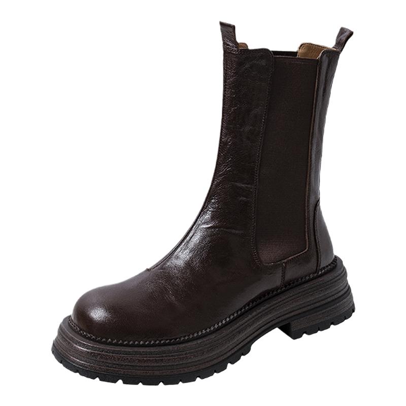 Chelsea boots thick sole sheepskin British style