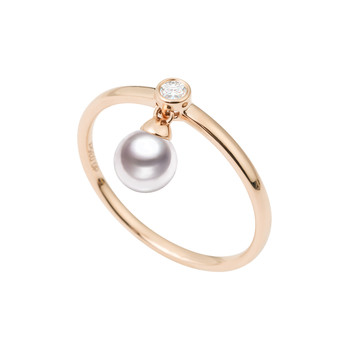 Gio jewelry 18k gold akoya seawater pearl ring natural diamond elegant index finger ring temperament ring for women