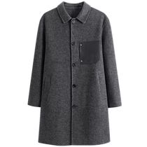 (Twill wool) PEACEBIRD mid-length woolen coat for men 2024 winter new loose coat for men