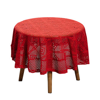 Christmas and new year festive red hollow tablecloth rectangular round dining table coffee table bedside table cover wedding decoration Christmas and new year festive red hollow tablecloth rectangular round dining table coffee table bedside table cover wedding decoration