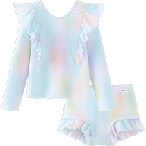 (Light cooling and sun protection) Mini Balabala Girls Swimsuit High Elastic Ruffled Split Swimsuit Set UPF50